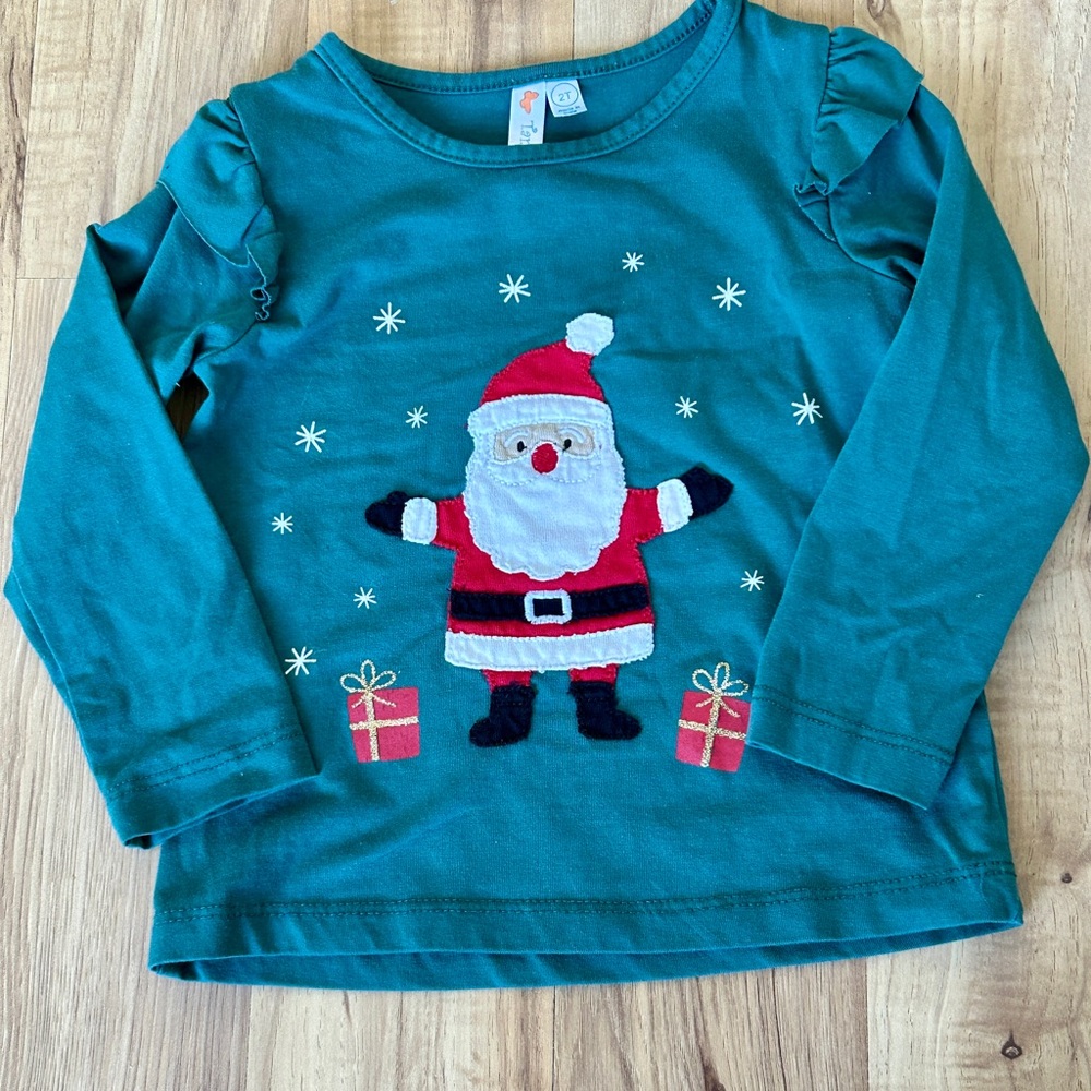 Santa Long Sleeve Ruffle Tee